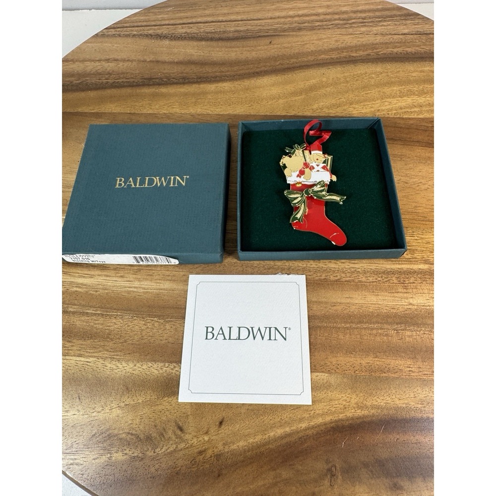 Baldwin Brass Ornament Christmas Stocking with Toys 24kt Gold Overlay 1998